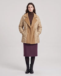 Veste matelassée mi-longue à grand col tailleur