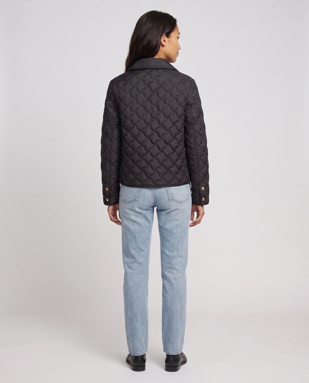 Veste matelassée à col chemise et pressions dorées