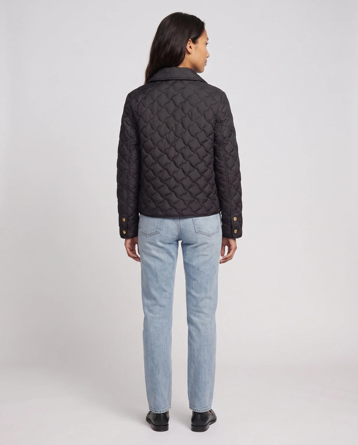 Veste matelassée à col chemise et pressions dorées