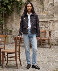 Veste matelassée à col chemise et pressions dorées