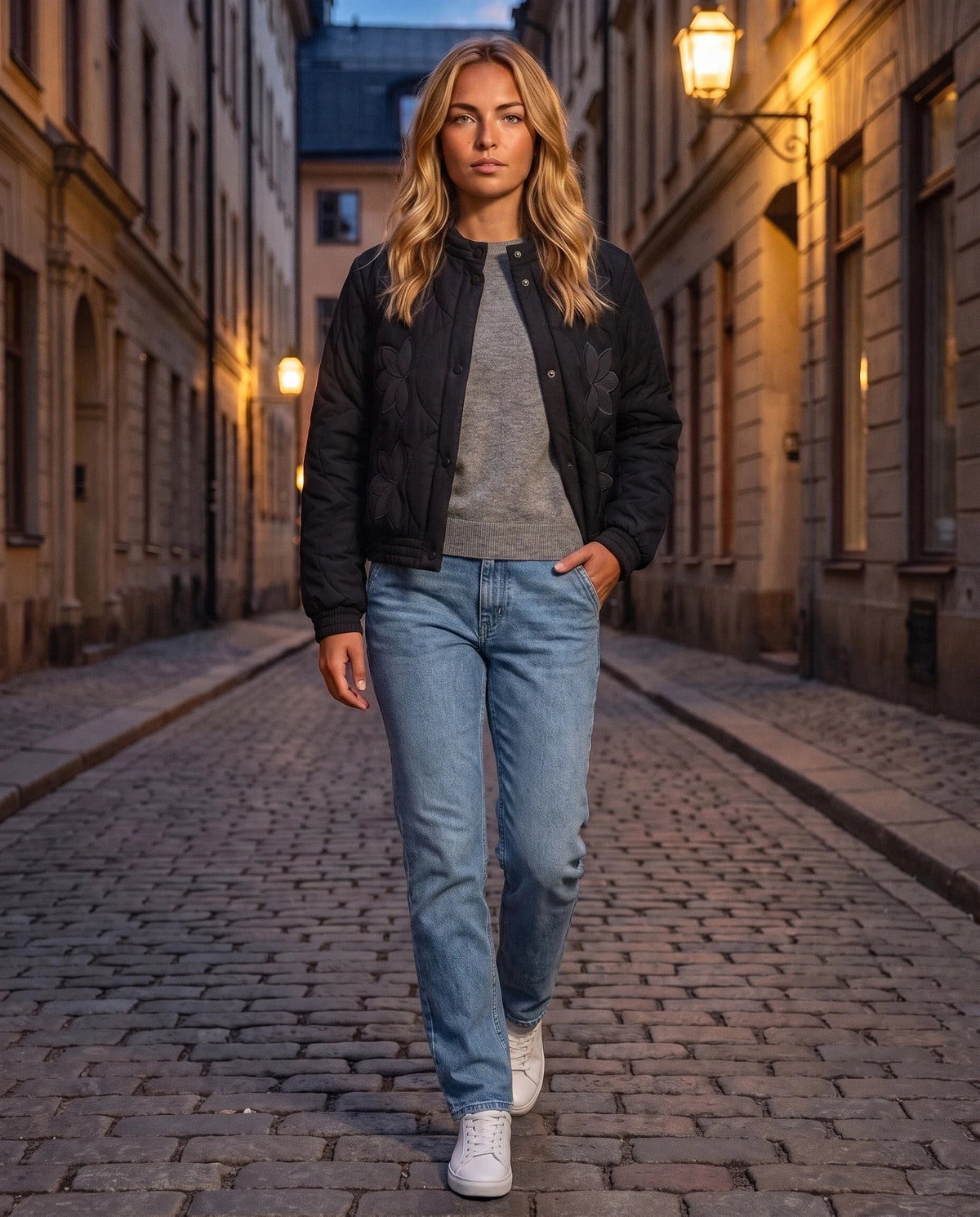 Veste matelassée col montant à pressions