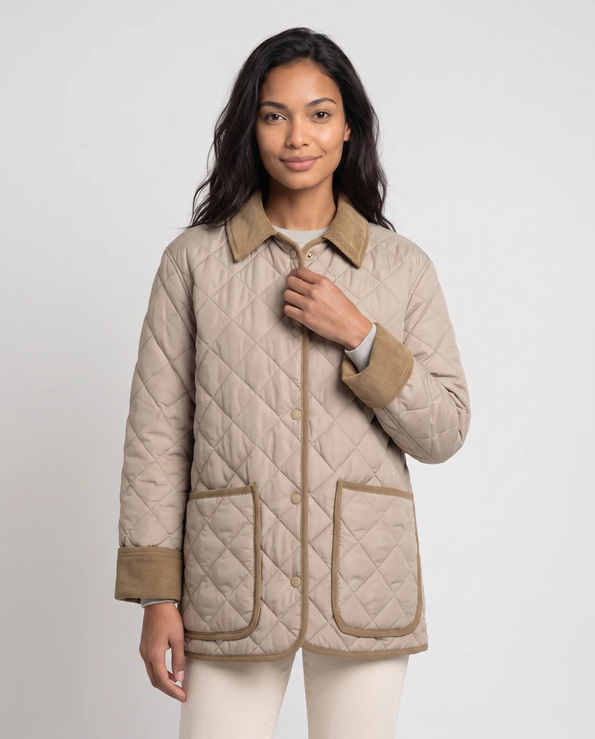 Veste matelassée à col velours côtelé
