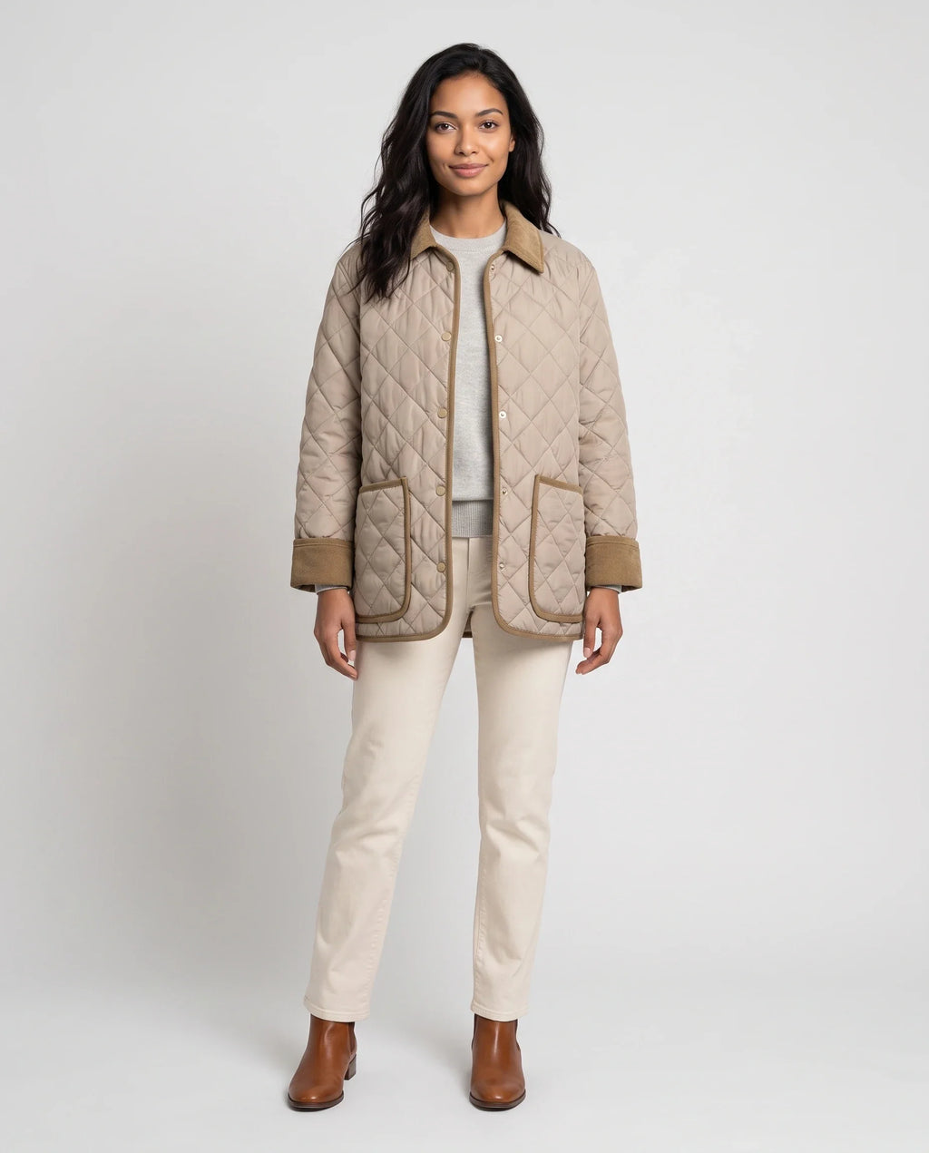 Veste matelassée à col velours côtelé