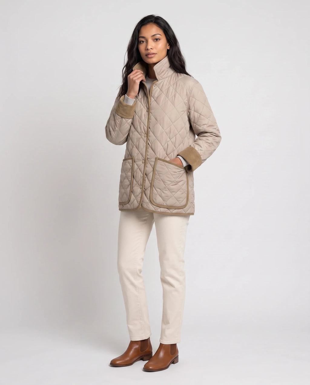 Veste matelassée à col velours côtelé