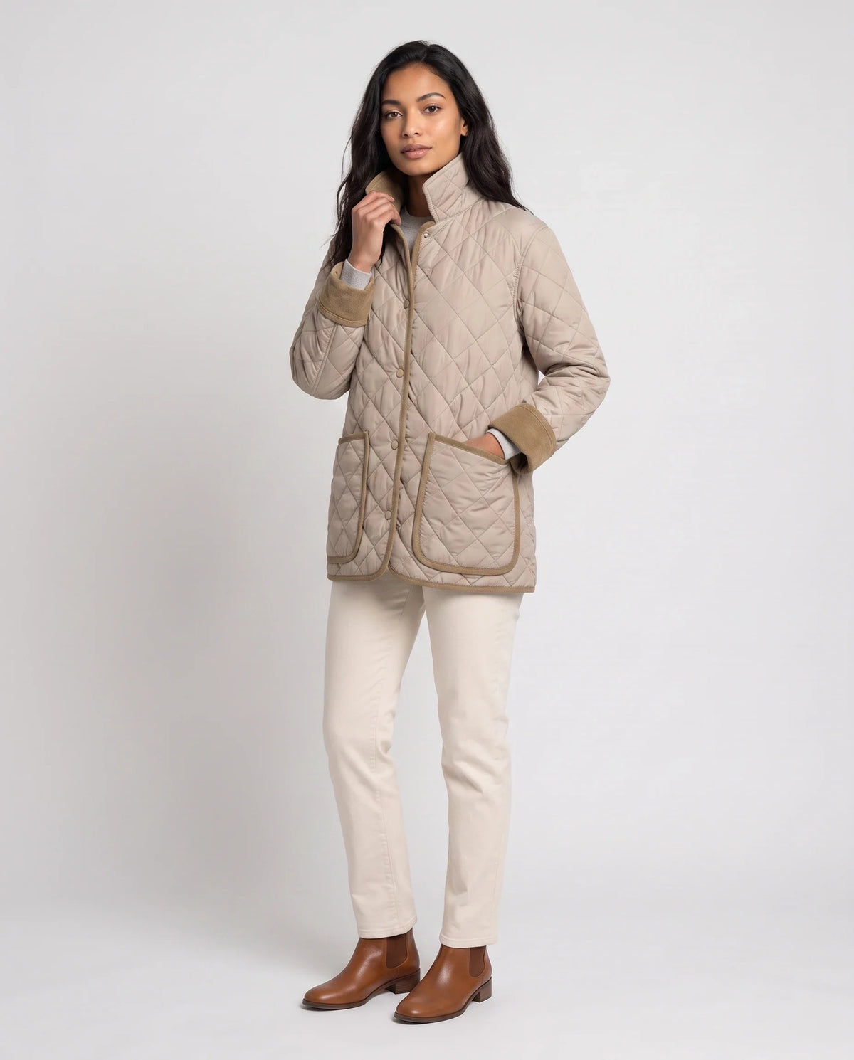 Veste matelassée à col velours côtelé
