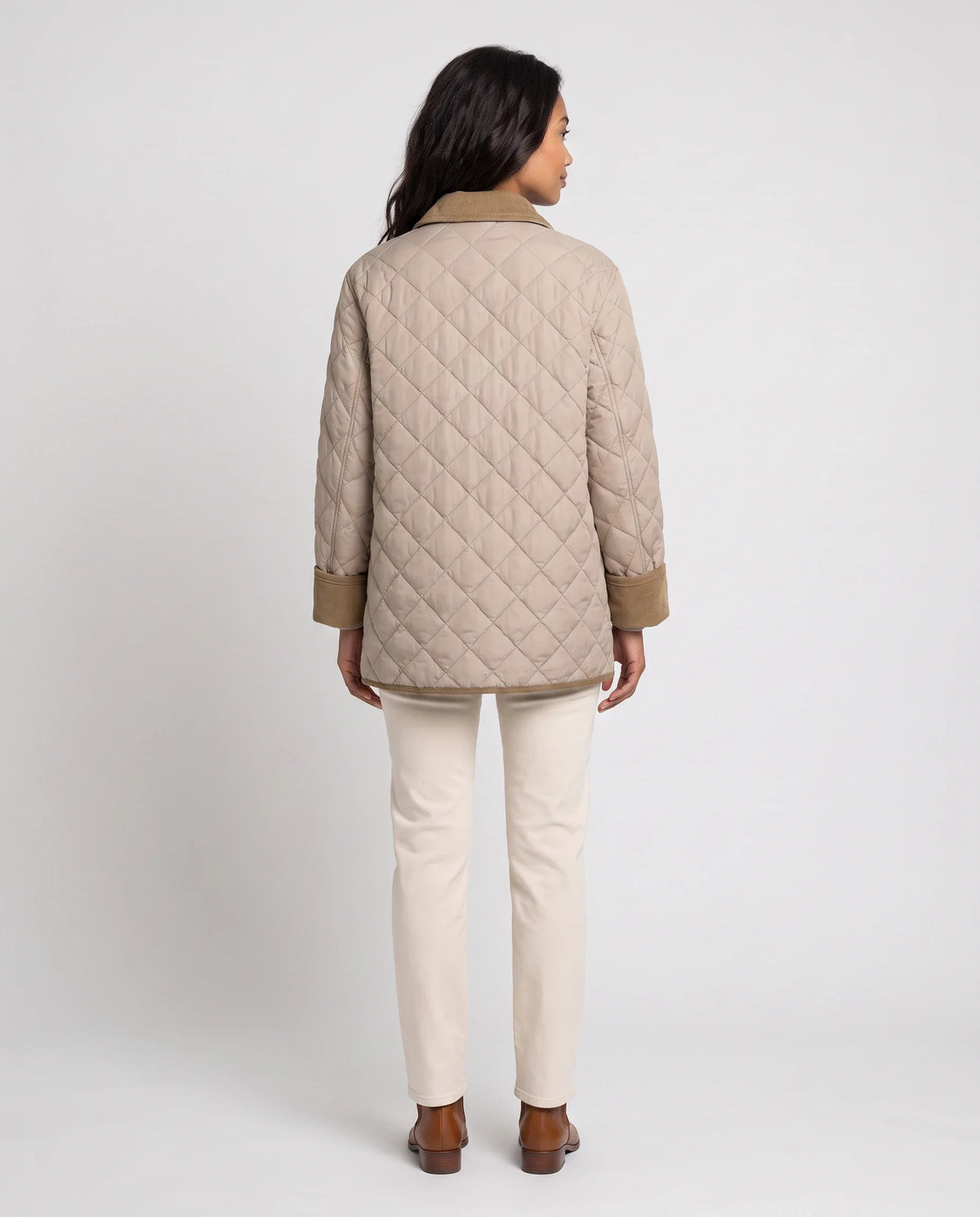 Veste matelassée à col velours côtelé