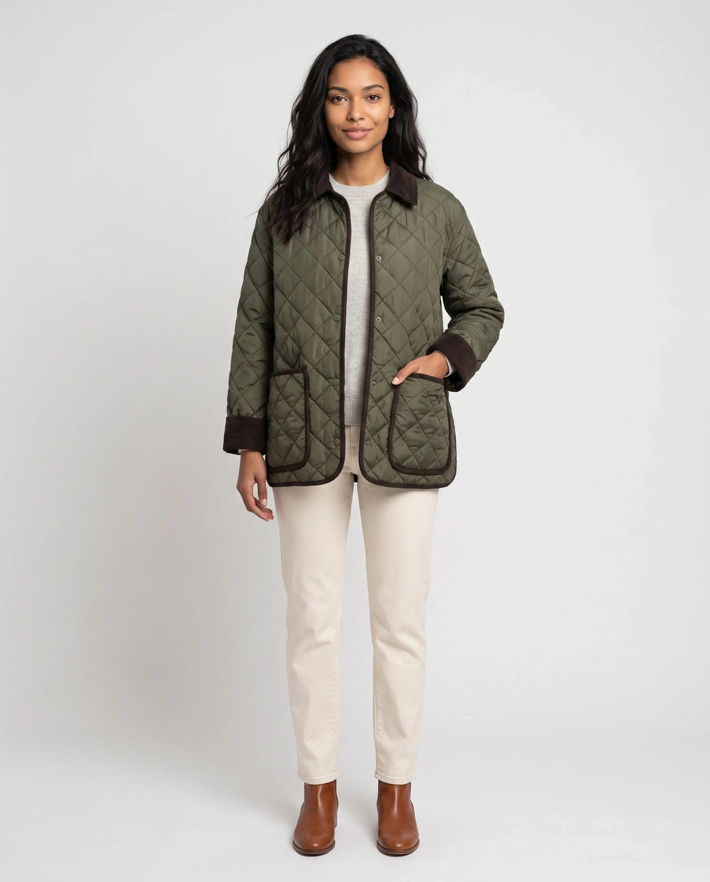 Veste matelassée à col velours côtelé