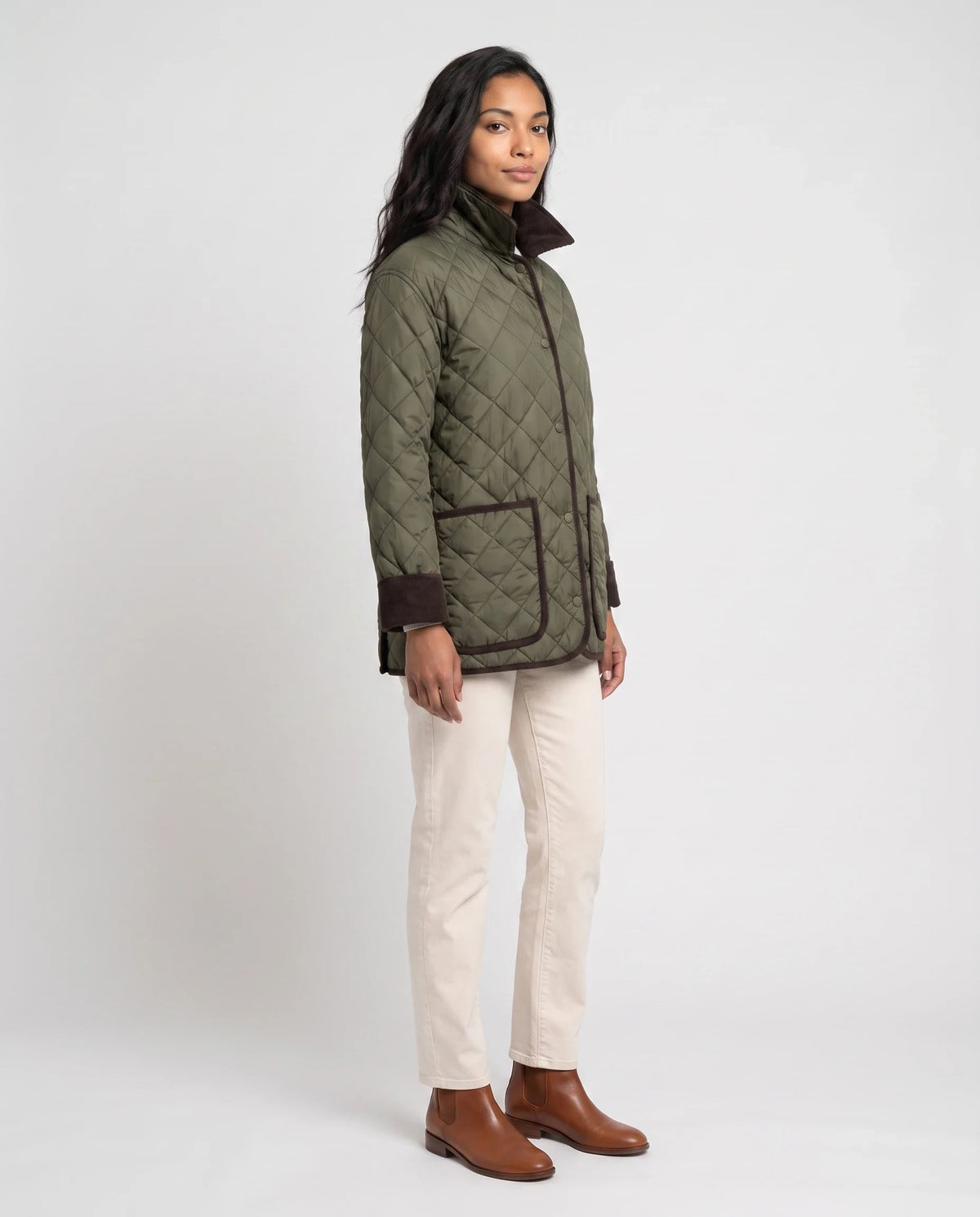 Veste matelassée à col velours côtelé