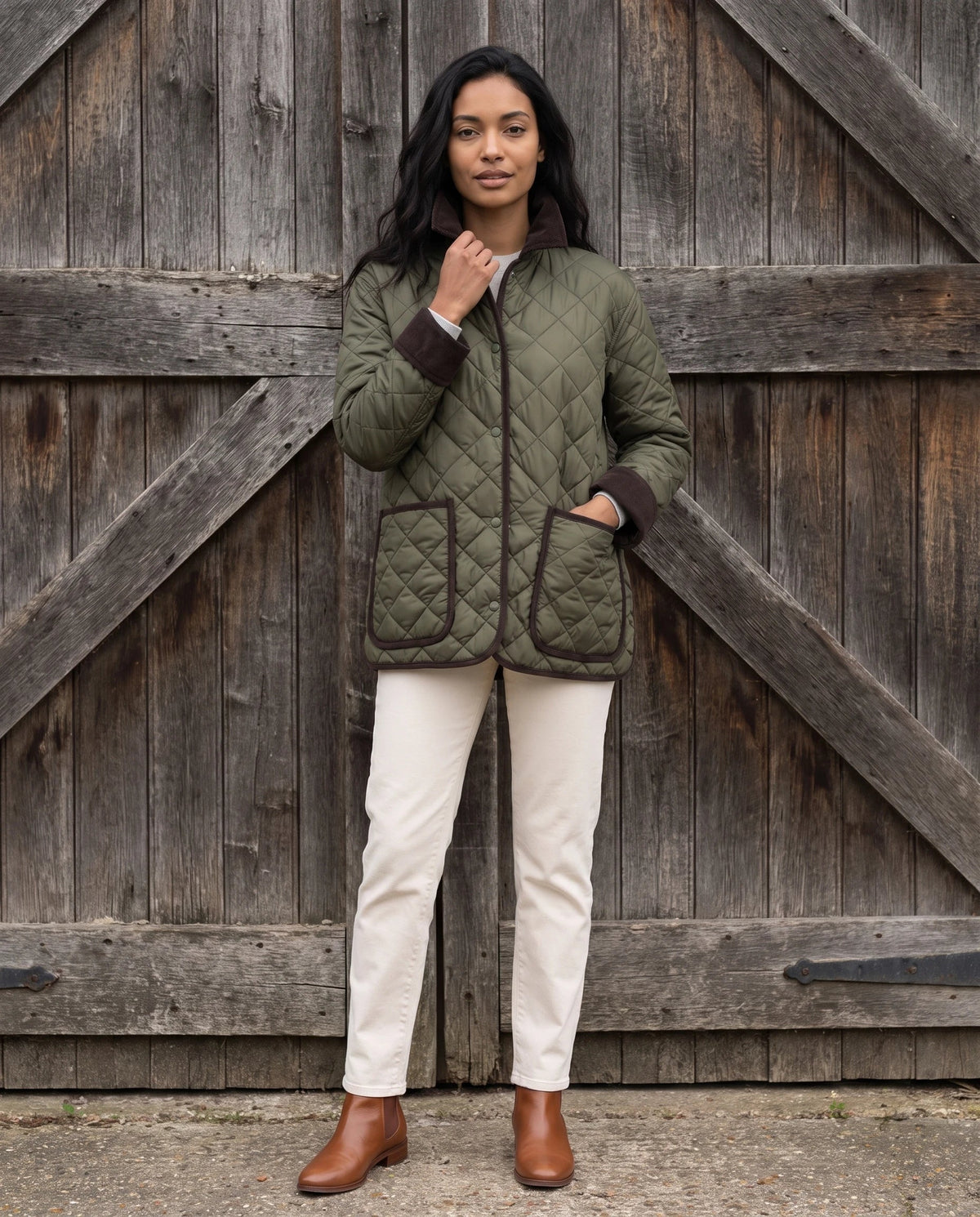 Veste matelassée à col velours côtelé
