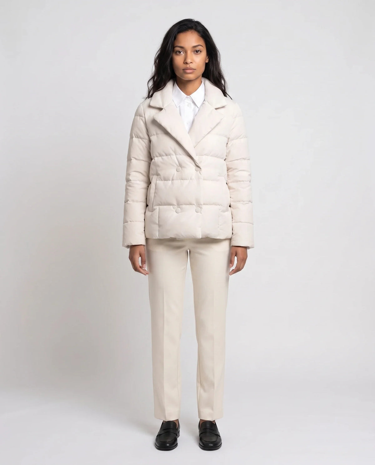 Veste matelassée courte à col tailleur