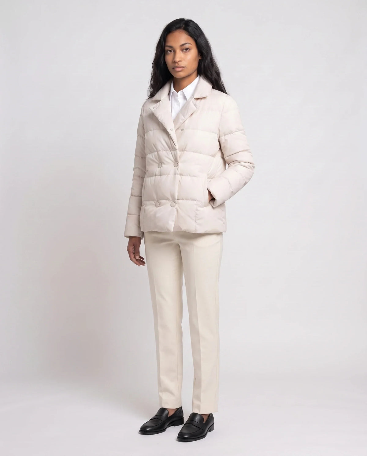 Veste matelassée courte à col tailleur