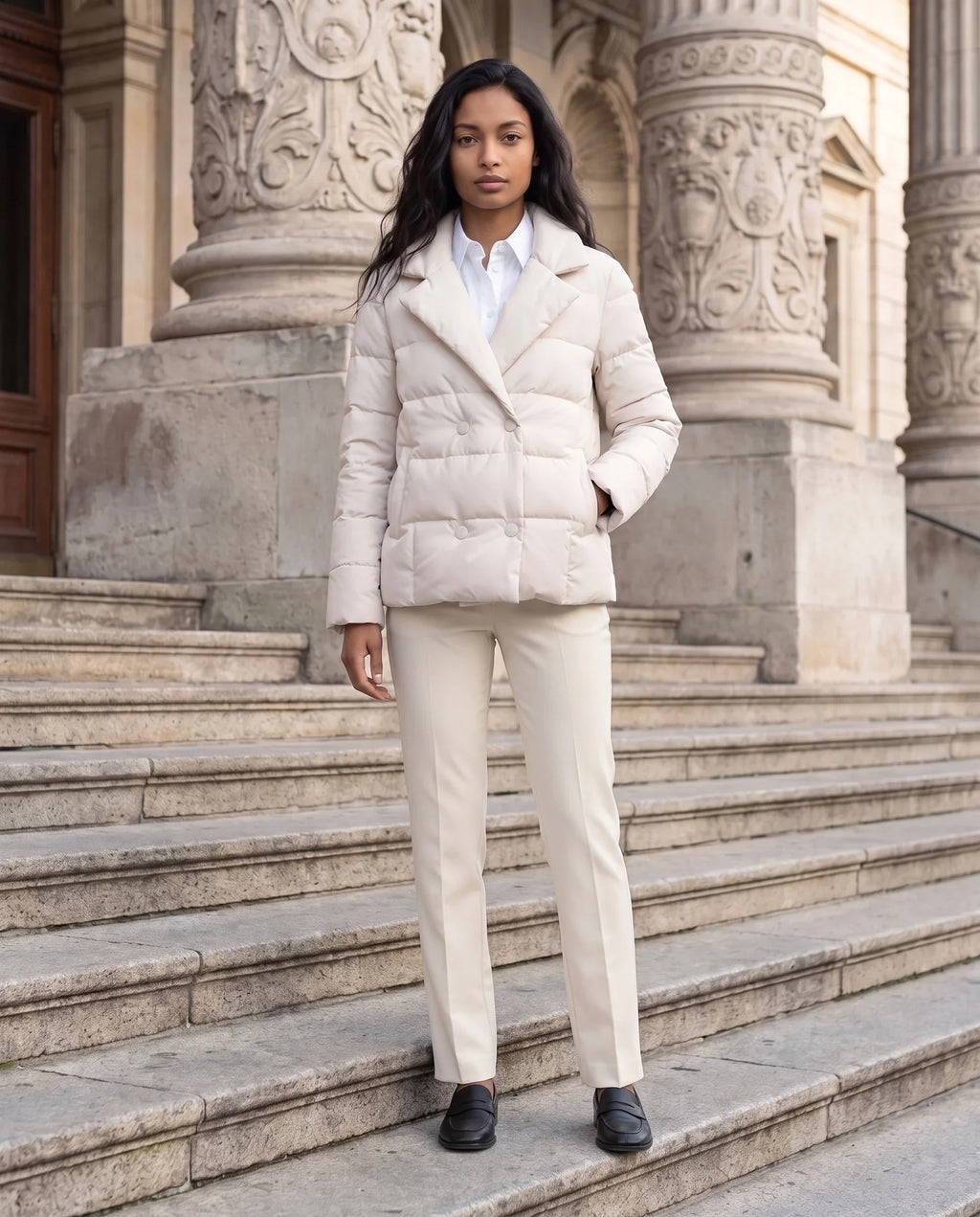 Veste matelassée courte à col tailleur