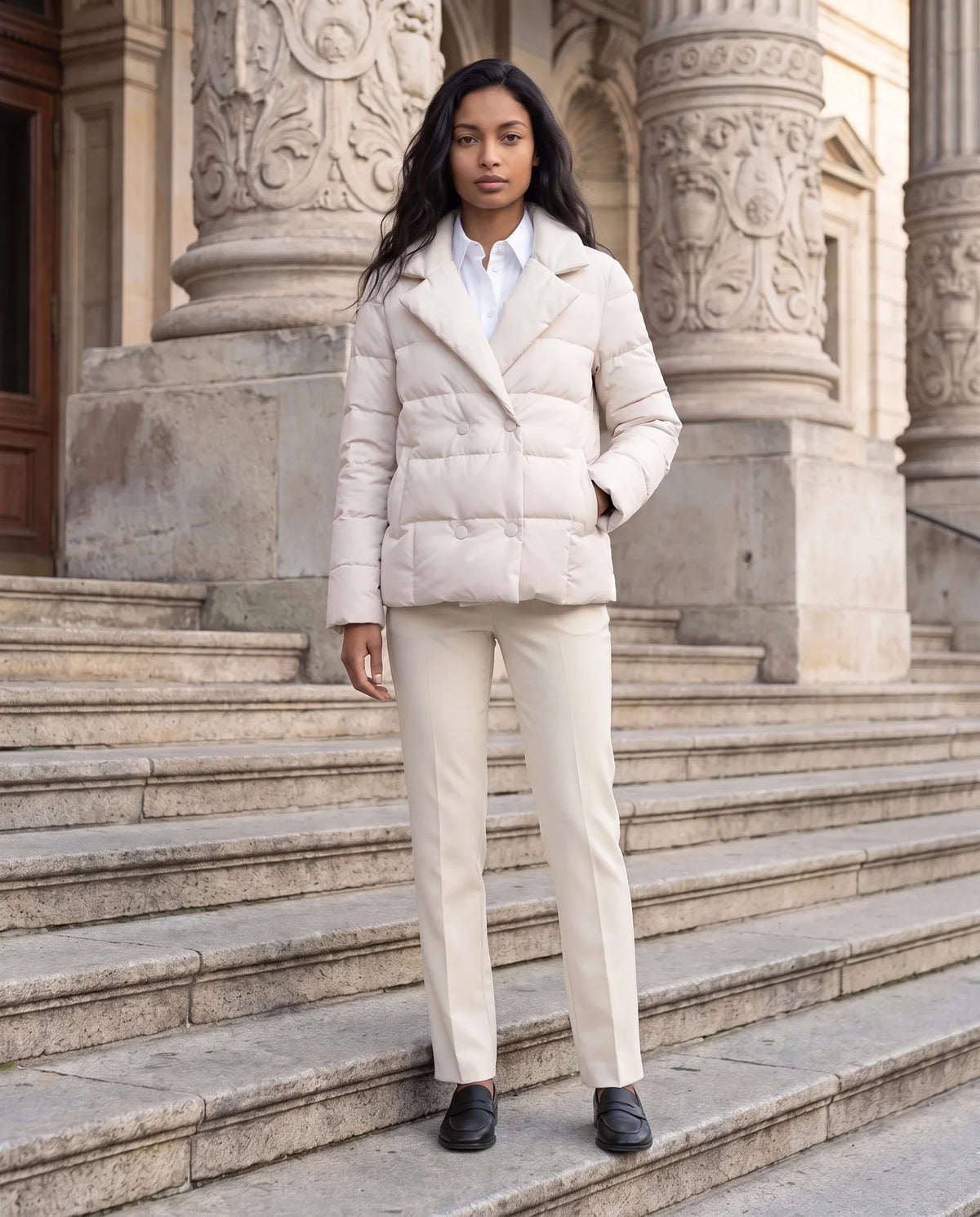 Veste matelassée courte à col tailleur