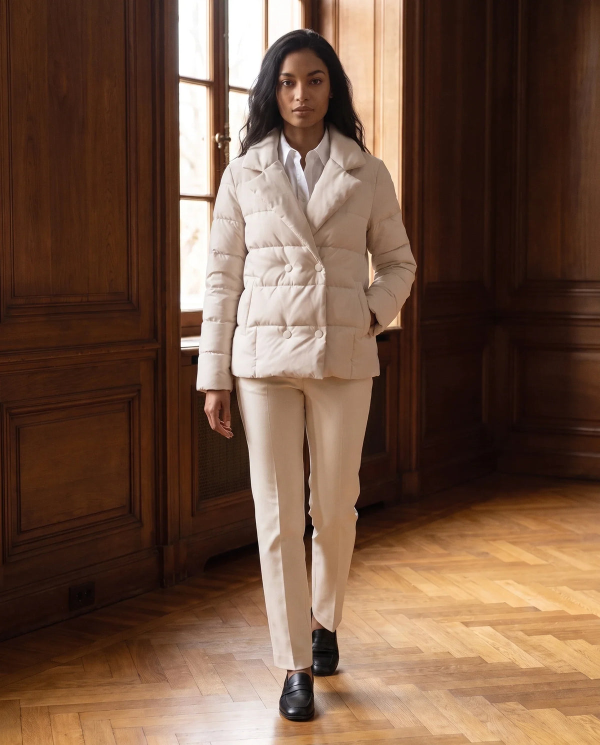 Veste matelassée courte à col tailleur
