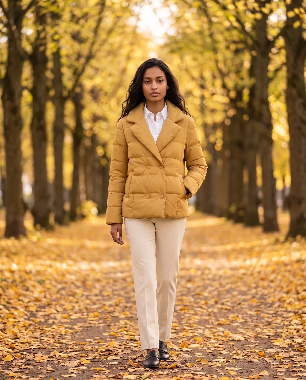 Veste matelassée courte à col tailleur