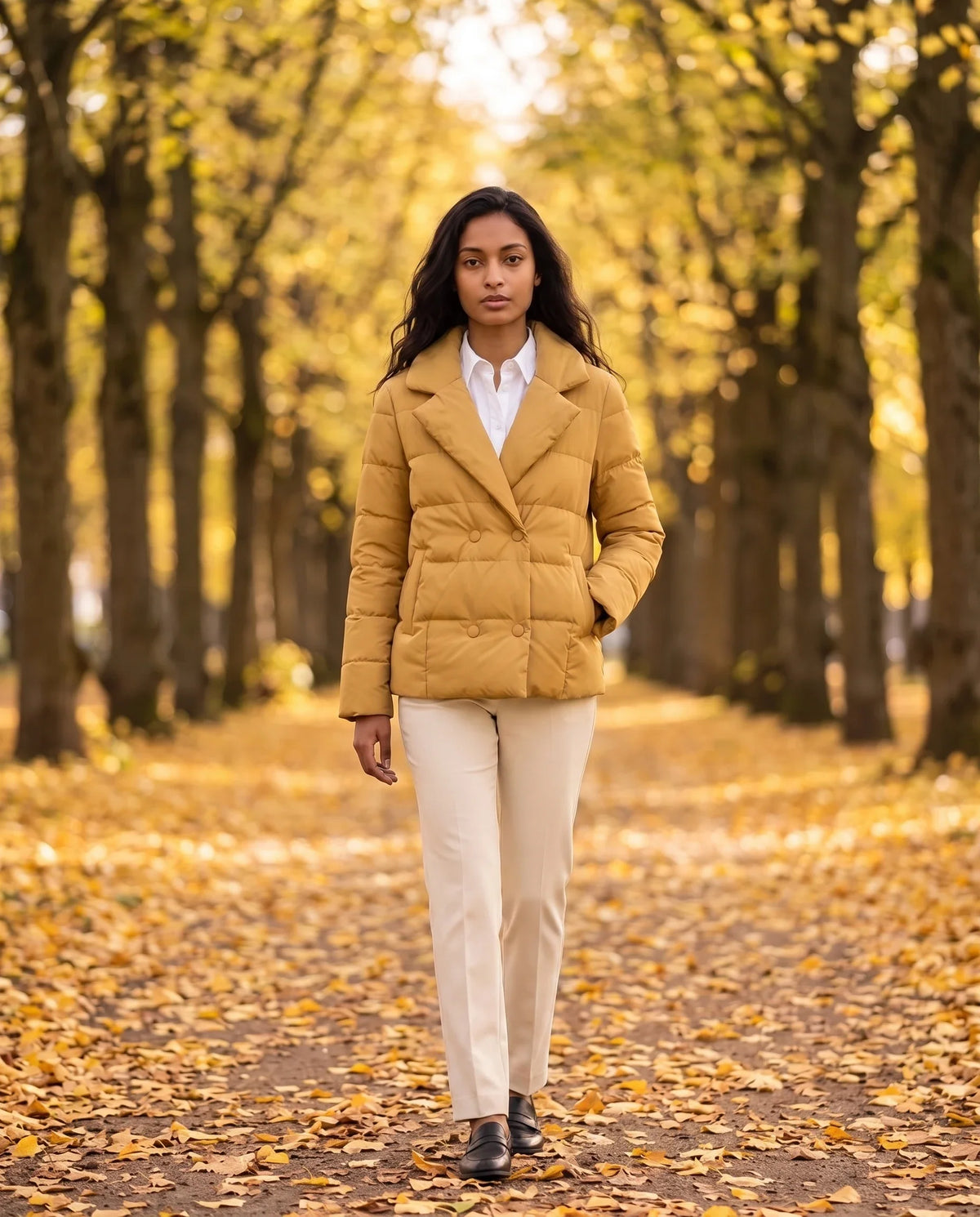Veste matelassée courte à col tailleur