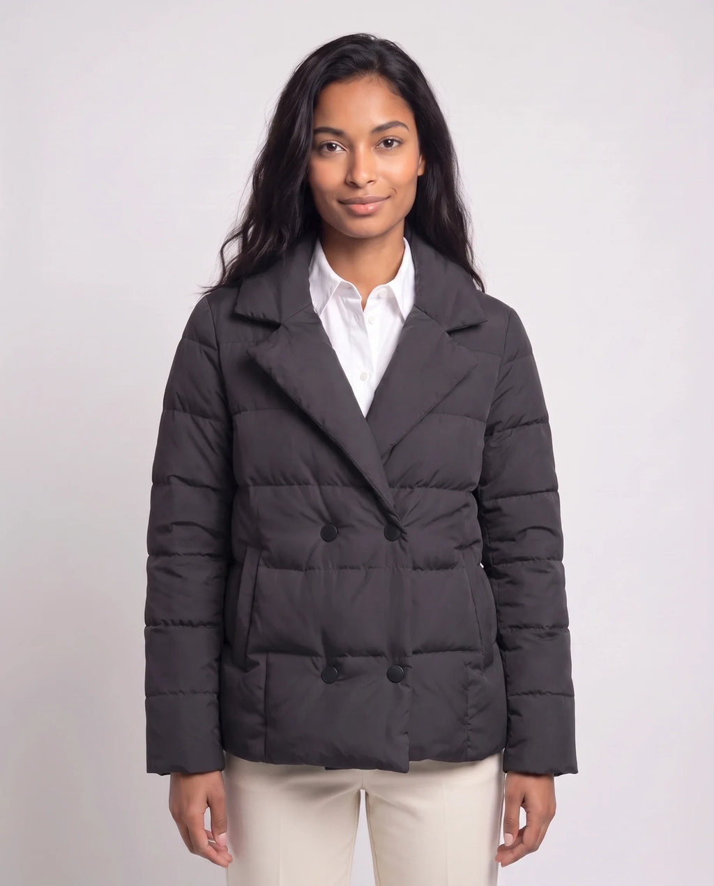Veste matelassée courte à col tailleur