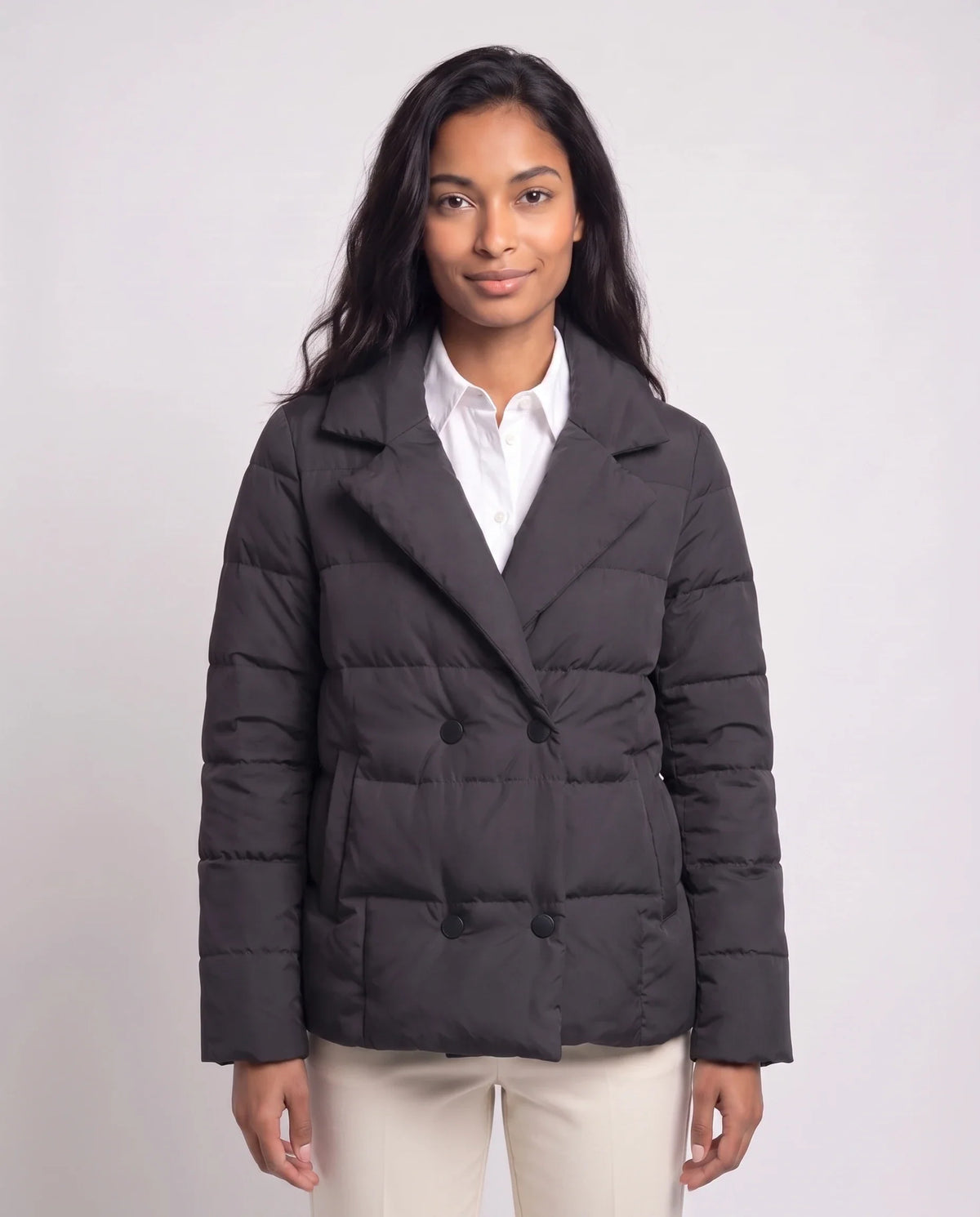 Veste matelassée courte à col tailleur