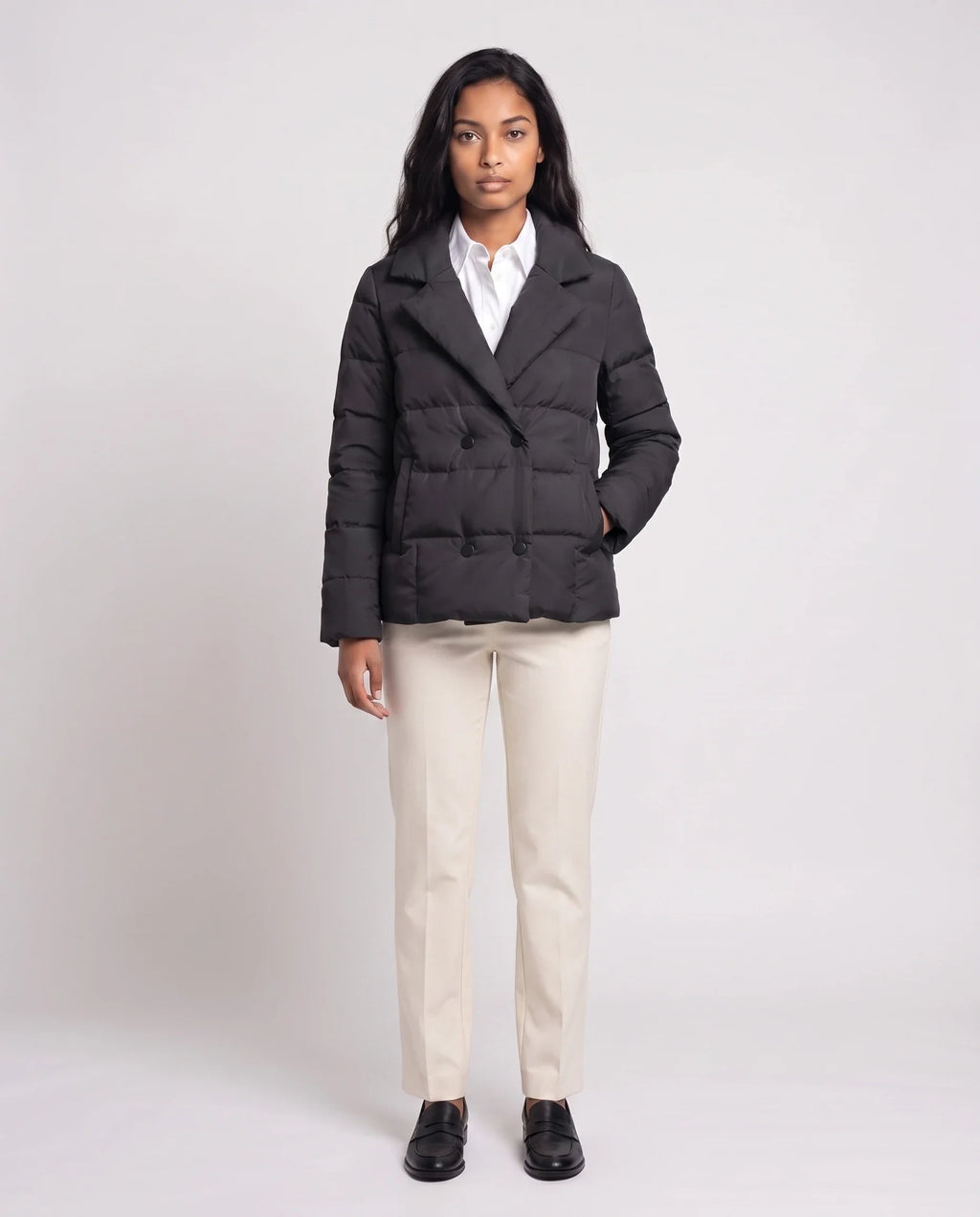 Veste matelassée courte à col tailleur