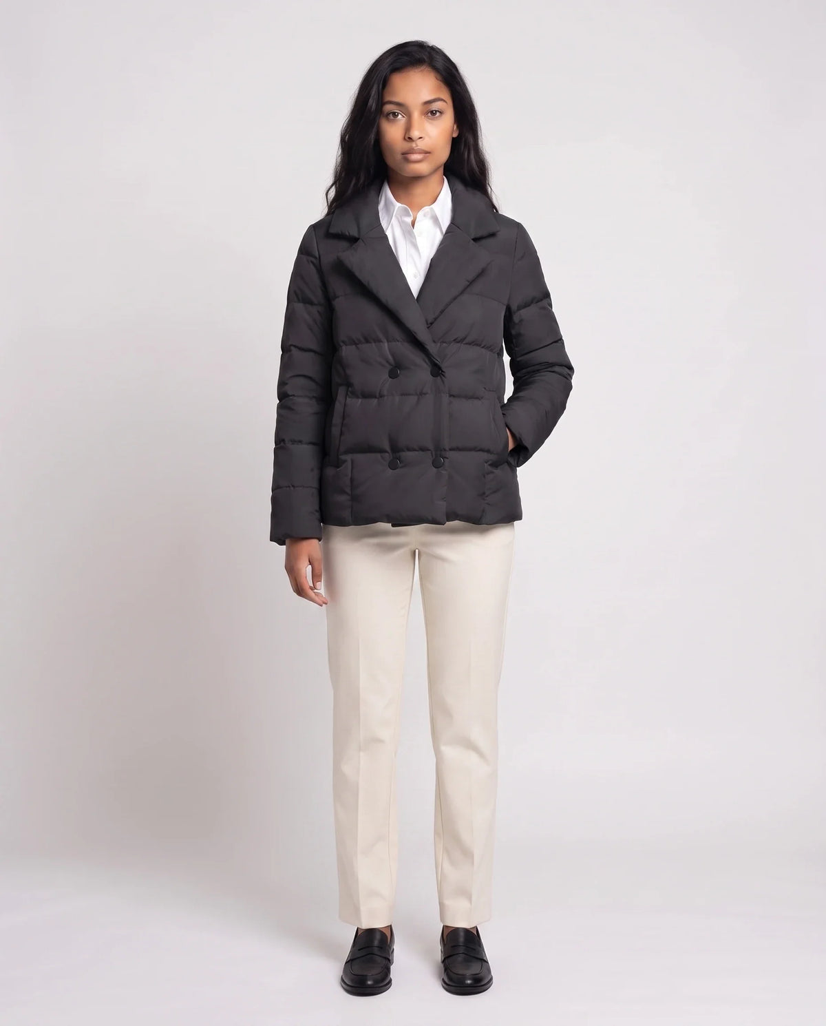 Veste matelassée courte à col tailleur