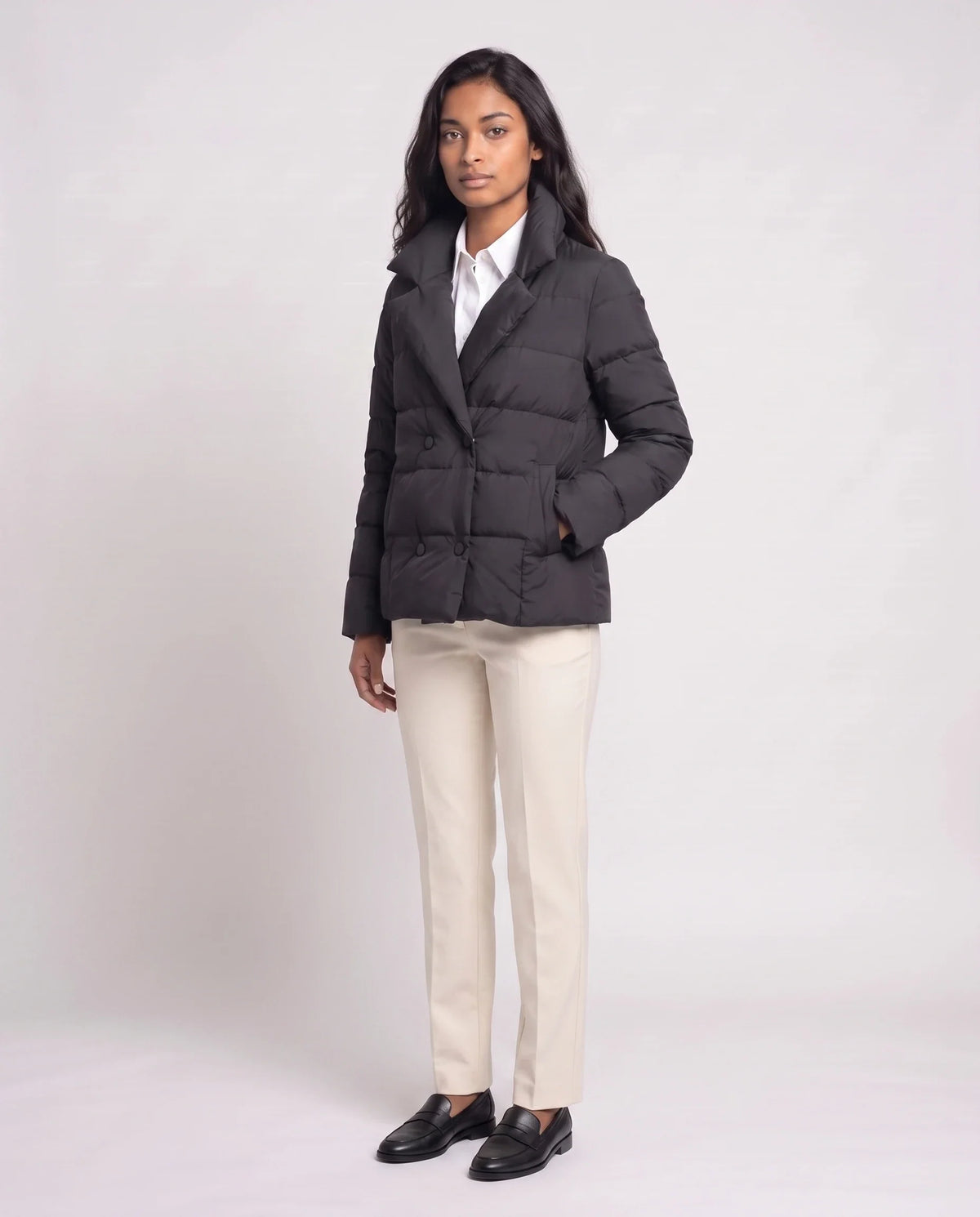 Veste matelassée courte à col tailleur