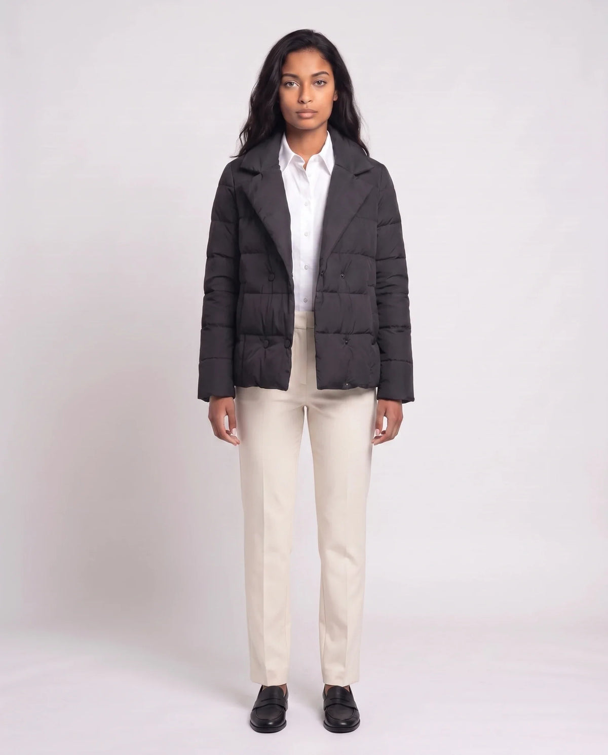 Veste matelassée courte à col tailleur