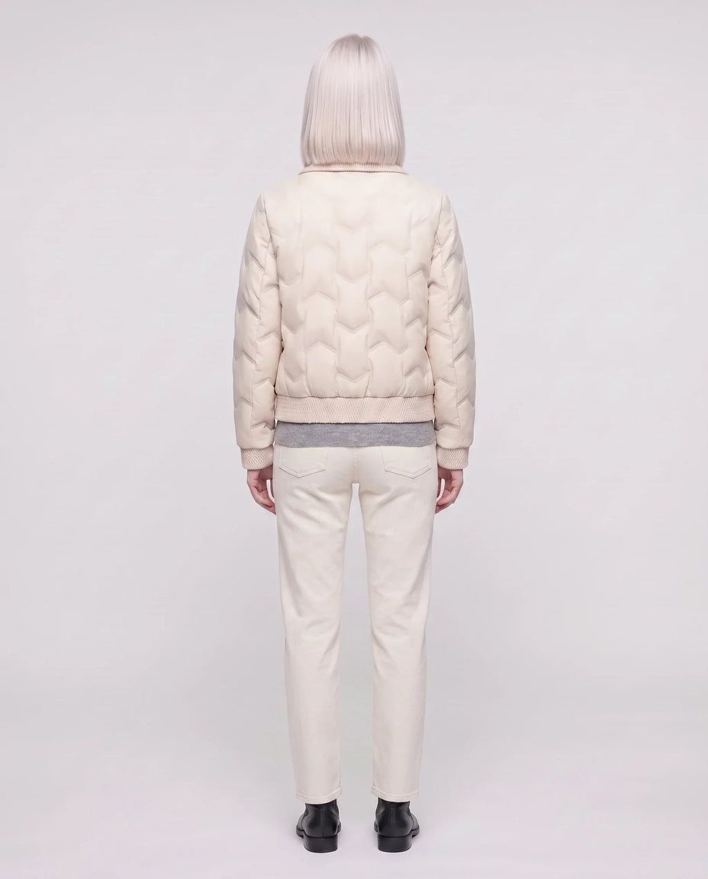 Veste matelassée courte à col tricot