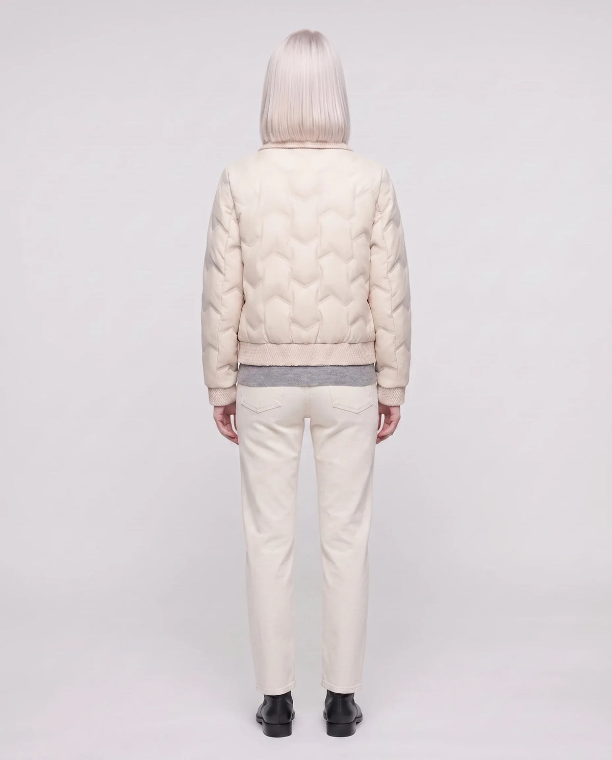 Veste matelassée courte à col tricot