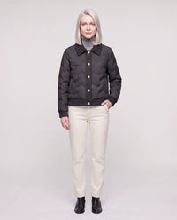 Veste matelassée courte à col tricot
