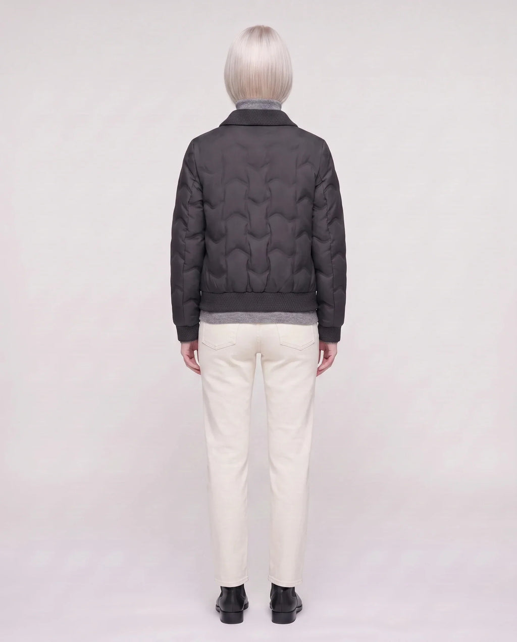 Veste matelassée courte à col tricot