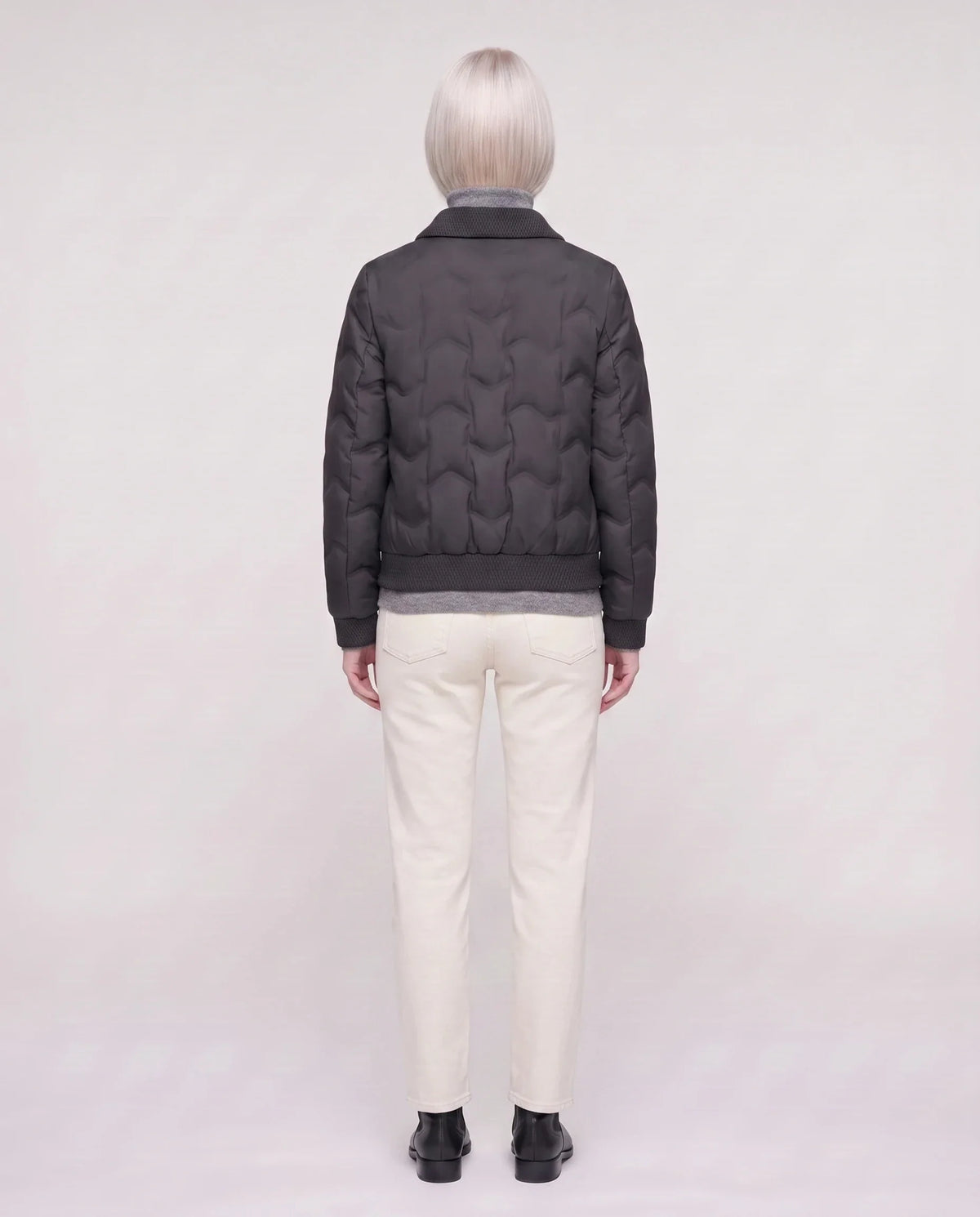 Veste matelassée courte à col tricot