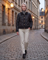 Veste matelassée courte à col tricot