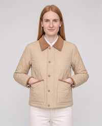 Veste matelassée courte à col velours côtelé