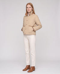 Veste matelassée courte à col velours côtelé