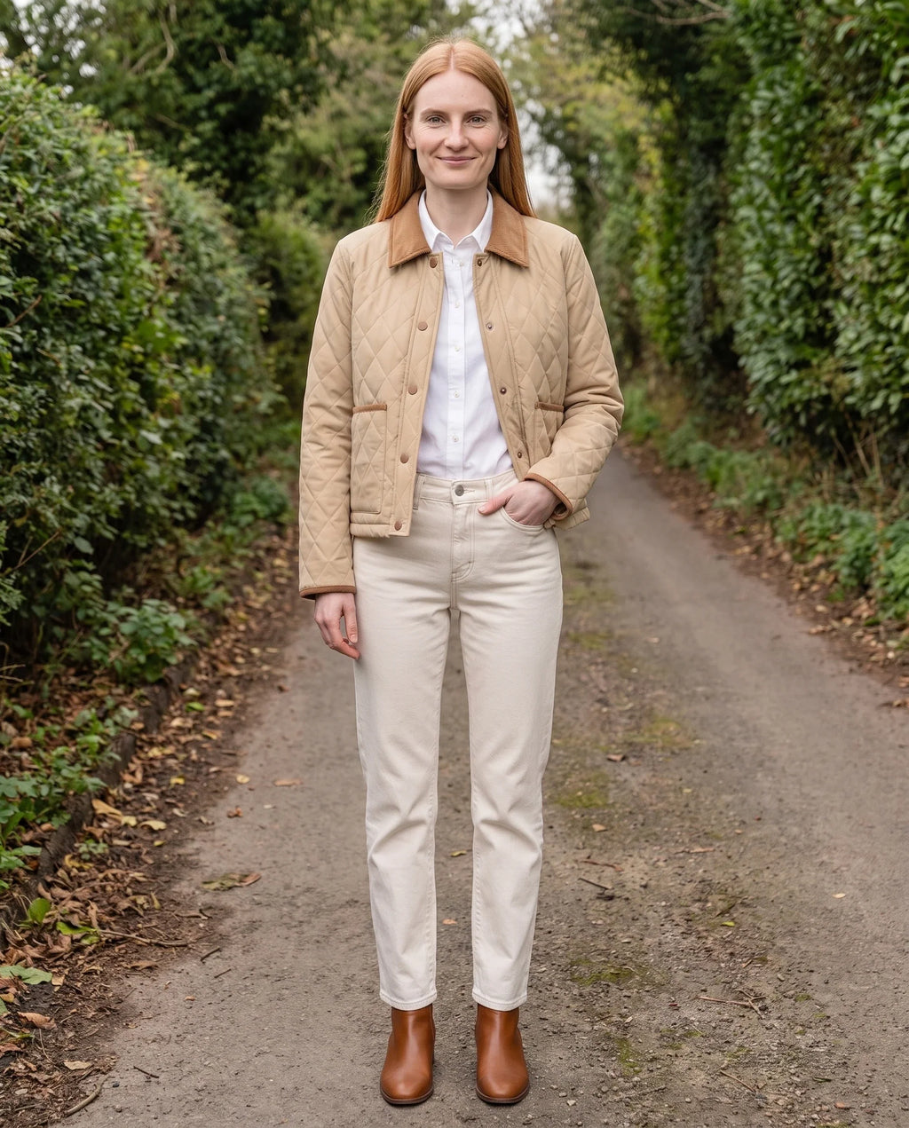 Veste matelassée courte à col velours côtelé