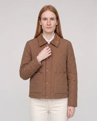 Veste matelassée courte à col velours côtelé