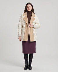 Veste matelassée mi-longue à grand col tailleur