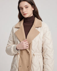 Veste matelassée mi-longue à grand col tailleur