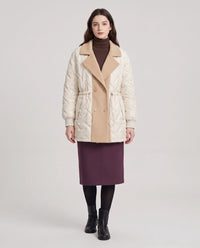 Veste matelassée mi-longue à grand col tailleur
