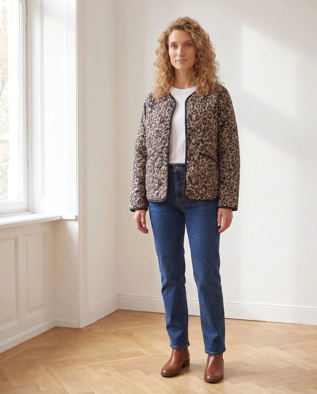 Veste matelassée imprimé léopard