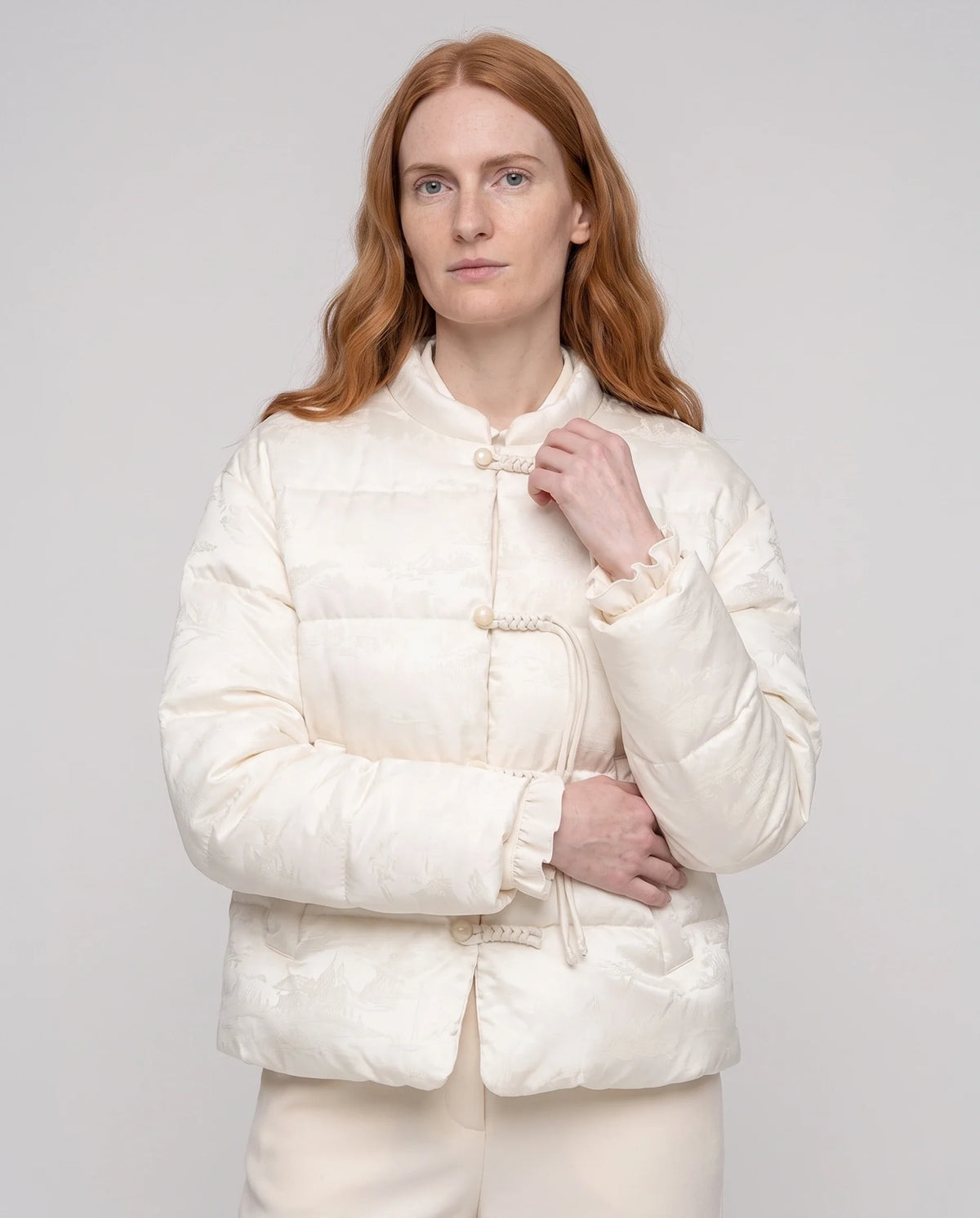 Veste matelassée jacquard à brandebourgs