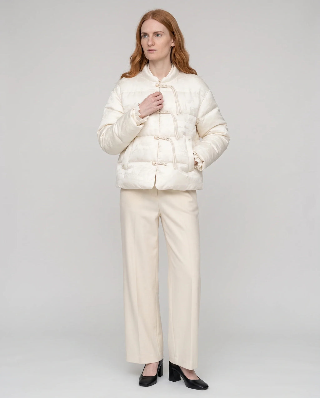 Veste matelassée jacquard à brandebourgs