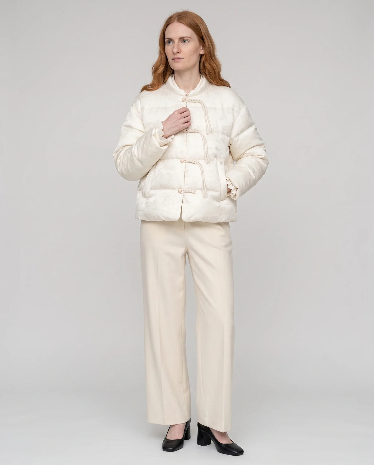 Veste matelassée jacquard à brandebourgs