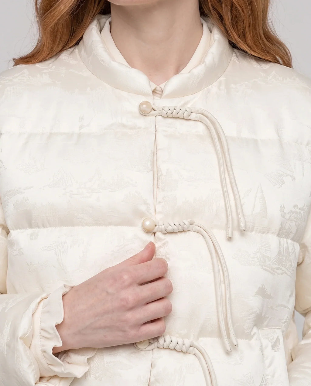 Veste matelassée jacquard à brandebourgs