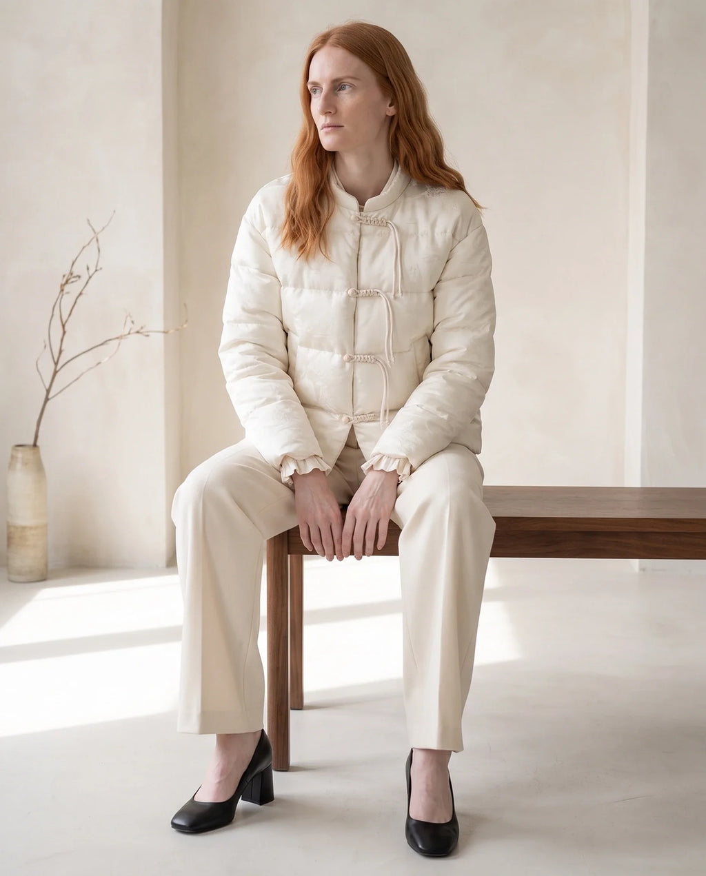 Veste matelassée jacquard à brandebourgs