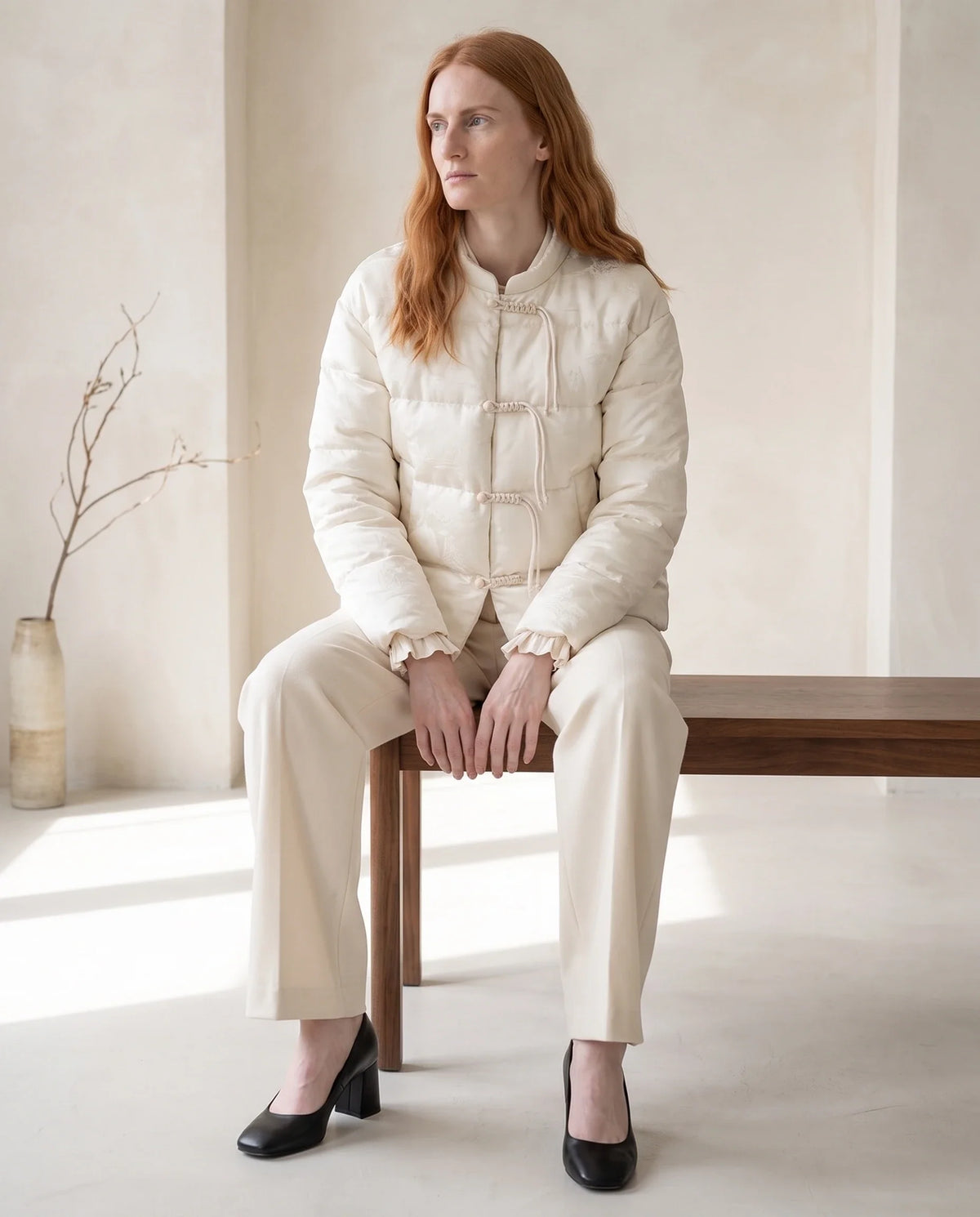 Veste matelassée jacquard à brandebourgs