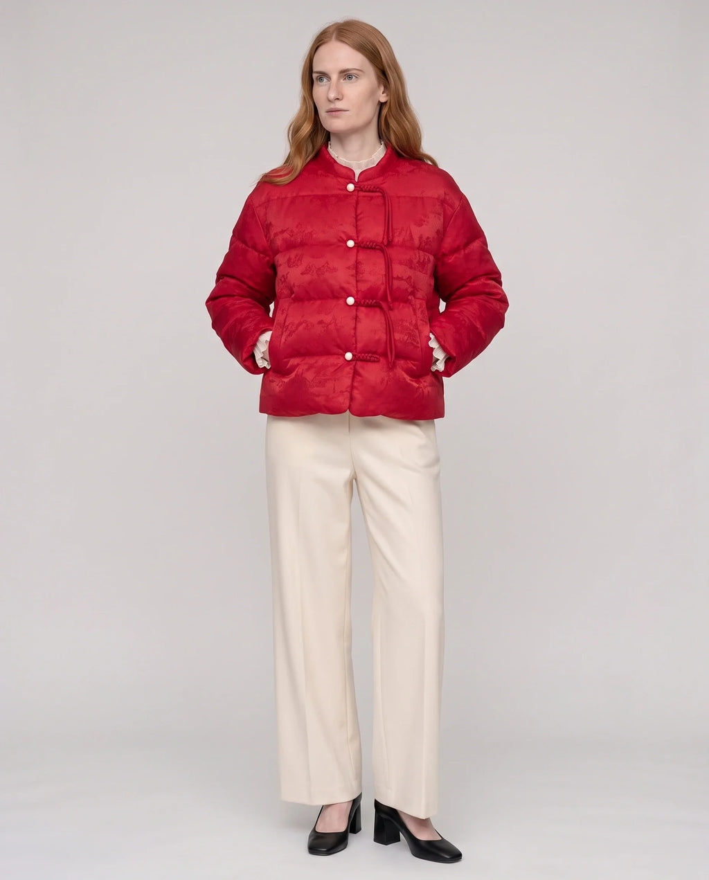 Veste matelassée jacquard à brandebourgs