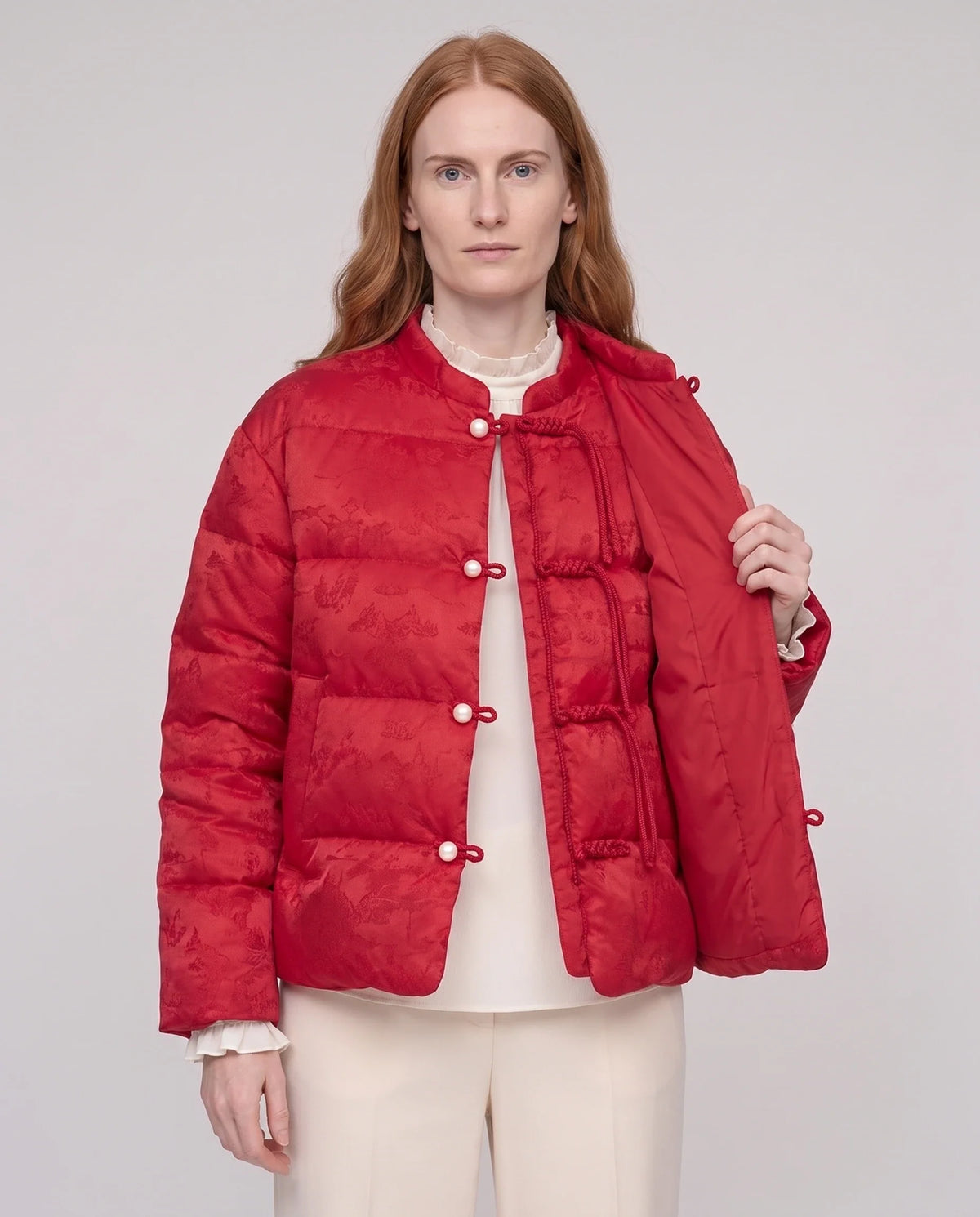 Veste matelassée jacquard à brandebourgs