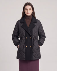 Veste matelassée mi-longue à grand col tailleur
