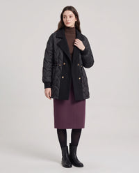 Veste matelassée mi-longue à grand col tailleur